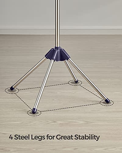 SONGMICS 2-Tier Clothes Drying Rack, 72-Inch Folding Laundry Drying Rack with 3 Rotatable Arms for Hangers, 24 Clips, Stainless Steel, for 27 Pieces of Clothes, Blue and Silver ULLR512Q01 - color: Blue + Silver, style: 2-Tier-Clip