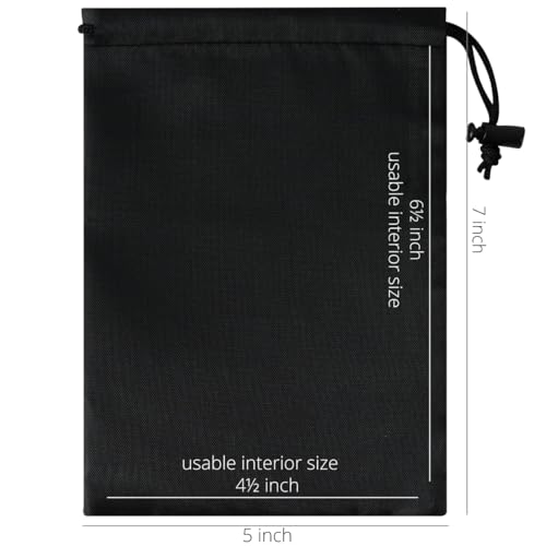 PALTERWEAR Drawstring Bag with Toggle - Nylon Cinch and Ditty Pouch - Six Pack (Black, 5 x 7 Inch, Set of 6) - color: Black, size: 5 x 7 Inch