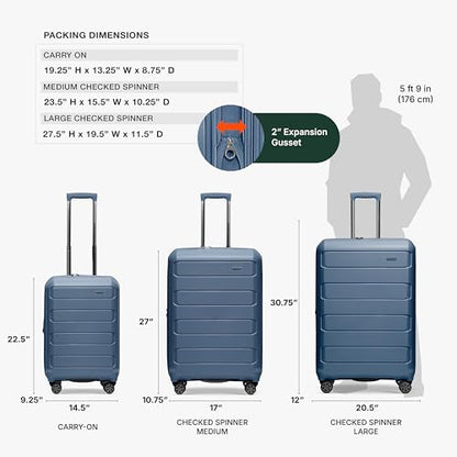 Traveler's Choice Pagosa Hardshell Expandable Luggage with Spinner Wheels, Slate Blue, 27-Inch Medium - color: Slate Blue, size: 27-Inch Medium