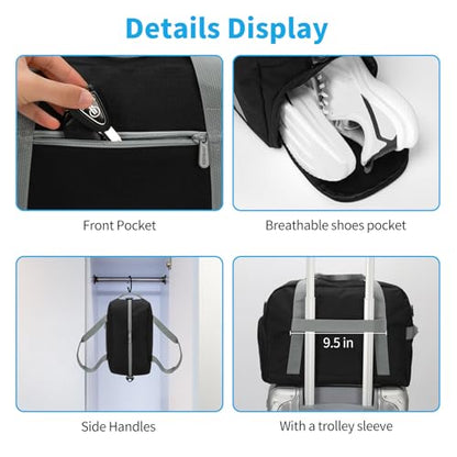 Apenze Small Gym Bag 14 Inch Lightweight Carry on Mini Duffel Bag with Shoe Compartment for Travel Sport Black/Green - color: Black/Green