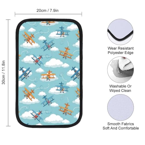Car Armrest Cover Cute Airplane, Soft Cushion Pad for Auto Center Console Handrail Box, Universal Fit for Most Cars - color: Picture (66)