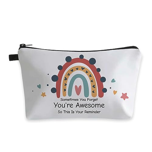 Deanfun Small Makeup Case - Cute and Waterproof Cosmetic Bag for Women(Rainbow, Sometimes You Forget That You'Re Awesome, So This Is Your Reminder D5-56372) - color: Rainbow, Sometimes you forget that you're awesome, so this is your reminder 56372
