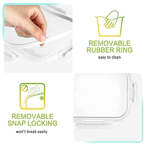 [5-Pack,36 Oz]Glass Meal Prep Containers 2 Compartments Portion Control with Upgraded Snap Locking Lids Glass Food Storage Containers, Microwave, Oven, Freezer and Dishwasher (4.5 Cups, White) - color: White