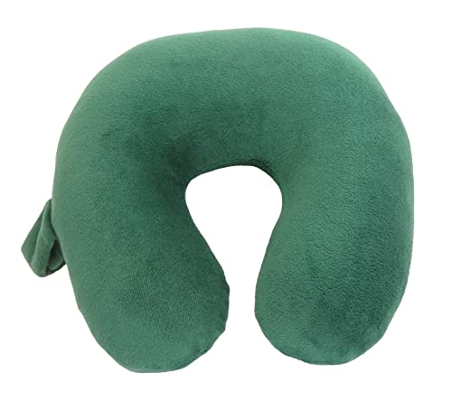 Wolf Essentials Kids Travel Neck Pillow - Cozy Soft Microfiber, Compact Design for Airplane, Car Seat, or Toddler Travel Support – Hunter Green - color: Green, size: Kid