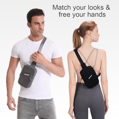 Small Sling Bag for Women Men Chest Bag Water Resistance Mini Crossbody Bag Adjustable Strap Lightweight Shoulder Bag - color: 07-grey