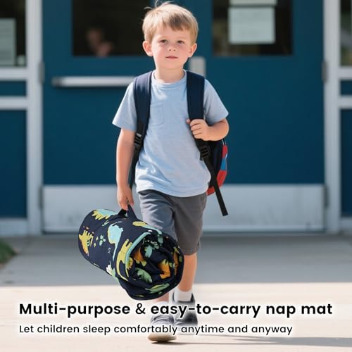 PHF Soft Toddler Nap Mat with Removable Pillow, Rollup Design Kids Sleeping Mat, Slumber Bags for Boys, 50"x20" Toddler Sleeping Bag for Daycare Preschool Travel Camping, Large Dinosaur - color: Large Dinosaur
