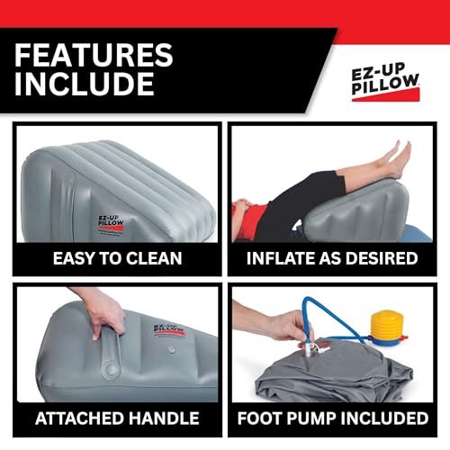 North Coast Medical EZ Up Inflatable Leg Elevation Wedge Pillow with Foot Pump – Physical Therapist Designed for Post-Surgery Recovery, Circulation & Swelling Relief for Leg, Knee, Hip and Back Pain