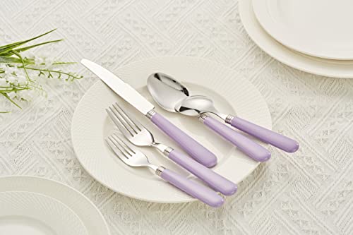 ANNOVA Stainless Steel Colorful Tableware Kitchen Flatware Set Utensils, Includes Dinner Knives, Forks, Spoons, Salad Forks & Dessert Spoons, Modern Rounded Shape (Lilac, 20 Pieces) - color: Lilac