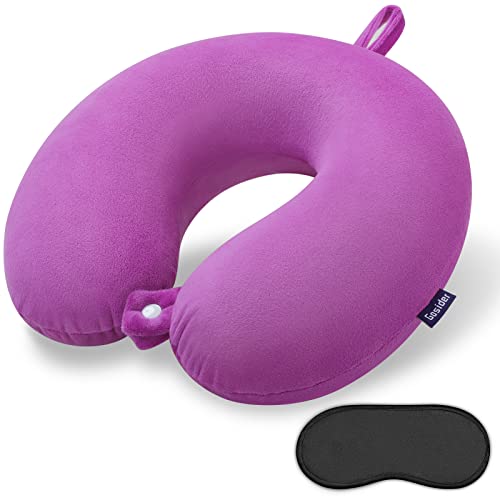 Travel Pillow Comfortable Neck Pillow U Shape Memory Foam Support Neck and Head Portable Travel Neck Pillow Suitable for Airplane, Trains, Self-Driving Cars - color: Purple