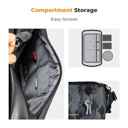 K&F CONCEPT Camera Sling Bag Crossbody Bag Waterproof Camera Shoulder Backpack DSLR/SLR/Mirrorless Camera Case - color: 05 Black+camouflage Medium