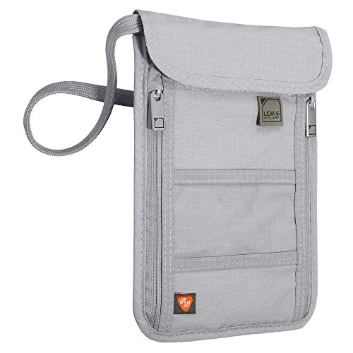 Lewis N. Clark RFID Blocking Stash Neck Wallet, Travel Pouch + Passport Holder for Women & Men, Gray - color: Gray
