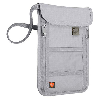 Lewis N. Clark RFID Blocking Stash Neck Wallet, Travel Pouch + Passport Holder for Women & Men, Gray - color: Gray