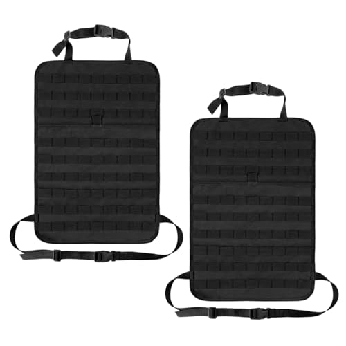 2 PCS Car Seat Back Organizer, Tactical MOLLE Sag Proof Vehicle Panel Backseat Cover Protector, Universal Molle Nylon Storage Bag Seat Back Hanger Pad for Car Truck SUV Pickup (Black) - color: Black, 2 PCS