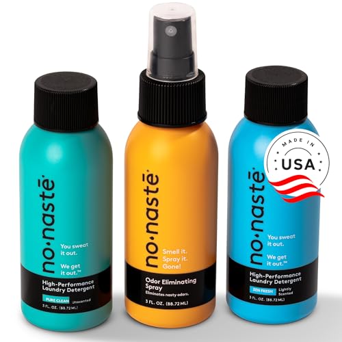 Nonaste Mini Travel Fresh Kit (3 Oz, Pack of 3) – TSA Approved Odor Eliminating Spray & Laundry Detergent Set Zen Fresh + Pure Clean – On-the-Go Odor Control for Travel, Gym & Outdoor Activities - size: 3 Fl Oz (Pack of 3)