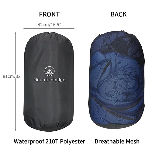 MOUNTAINLODGE Storage Sack for Sleeping Bag 110L Polyester and Mesh Extra Large Capacity for Sleeping Bag Hiking,Travelling and Camping