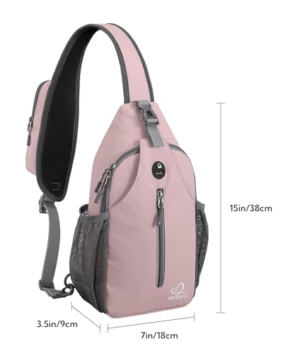 WATERFLY Crossbody Sling Backpack Sling Bag Travel Hiking Chest Bag Daypack (Pink) - color: Pink