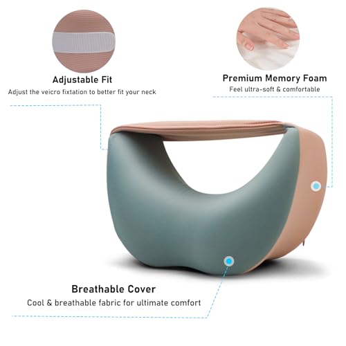 3-in-1 Memory Foam Travel Neck Pillow – Adjustable, Machine Washable & Portable for Airplane, Car, Office – Converts to Scarf & Eye Mask – Ultimate Neck Support for Long Flights - color: Pk, size: Small