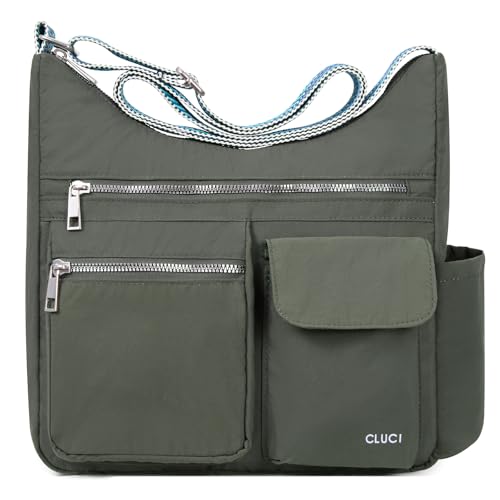 CLUCI Purses for Women, Anti Theft Crossbody Bags for Woman Travel, Water-Resistant Nylon Shoulder Handbags-Multiple Pockets - color: A1-green