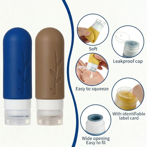 DEPOZA Travel Bottles Kit (16 Pack) - TSA Approved, Leak Proof Silicone Squeezable Containers for Toiletries. Complete Set with Jars, Sprayers & Bag (Dark blue) - color: Dark blue