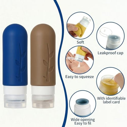 DEPOZA Travel Bottles Kit (16 Pack) - TSA Approved, Leak Proof Silicone Squeezable Containers for Toiletries. Complete Set with Jars, Sprayers & Bag (Dark blue) - color: Dark blue