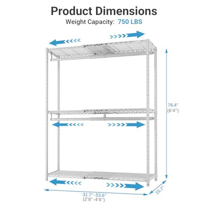 VIPEK X1 Plus Expandable Reach-in Closet Adjustable from 2'8" to 4'6" with Adjustable Shelves and Hanger Rods Clothes Rack Heavy Duty, Metal Clothing Racks Portable Walk-in Closet, White - color: White, size: X1 Plus