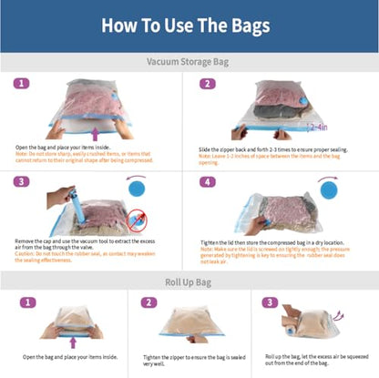 20 Pack Space Saver Vacuum Storage Bags Everyday Set | Vacuum Sealed Compression Bags with Hand Pump, Space Saving for Clothing, Travel, Bedding, Blankets, Comforters, Pillows - size: 20-Pack-H