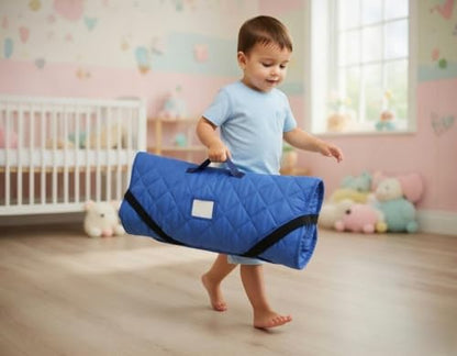 EVERYDAY KIDS Cute Preschooler and Toddler Cot Nap Mat for Home, Daycare, Preschool and Kindergarten; Easy to Roll Sleeping Mat with Elastic Straps, Pillow and Blanket - color: Dinosaur Cot Nap Mat