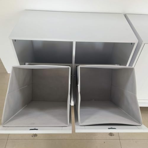 Double Tilt-Out Laundry Hamper Cabinet, Modern Hidden Laundry Hamper with 2 Removable Baskets, Free-Standing Bathroom Storage Cabinet, Anti-tiltdevice, (26.8" Tall White)