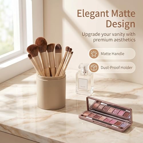 BS-MALL Professional Makeup Brush Set with Travel Case, Soft Synthetic Face & Eye Brushes for Foundation, Concealer, Powder, Blush & Eyeshadow for Beginners, Beauty Enthusiasts & Makeup Artists 18PCS - color: B-Matte
