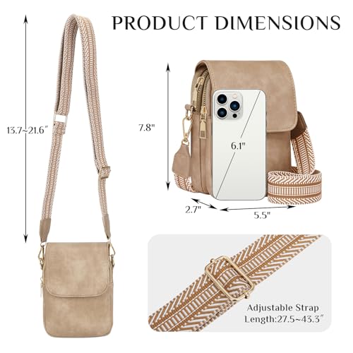 Fashion Small Crossbody Bags for Women Trendy Designer Cell Phone Purses Wallets with Card Holder Anti Theft Travel - color: Dark Apricot