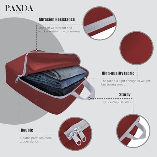 PANDA JOYS 4 Set Compression Packing Cubes Travel - Travel Accessories Expandable Packing Organizers for Carry On - Essentials Luggage Bags - Burgundy - color: Burgundy