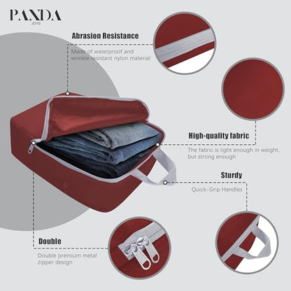 PANDA JOYS 4 Set Compression Packing Cubes Travel - Travel Accessories Expandable Packing Organizers for Carry On - Essentials Luggage Bags - Burgundy - color: Burgundy