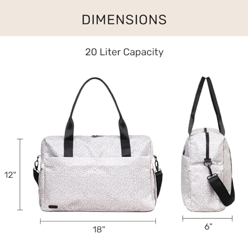 Jadyn Carry-On Travel Duffel Bag for Women, 18” Weekender Bag with Laptop Compartment and Trolley Sleeve, Ideal for Work, Gym, and Overnight Trips (Desert Leopard) - color: Desert Leopard