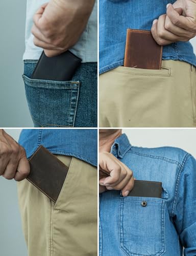 Handcrafted Genuine Leather Wallets, Minimalist Cardholders, and Passport Covers, Handmade Gift - color: Ginger, style: Bifold Cardholder