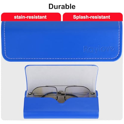 RayLove Hard Shell Glasses Case, Lightweight Leather Eyeglass Case, Travel-Friendly Sunglasses Protector for Men & Women - color: Blue