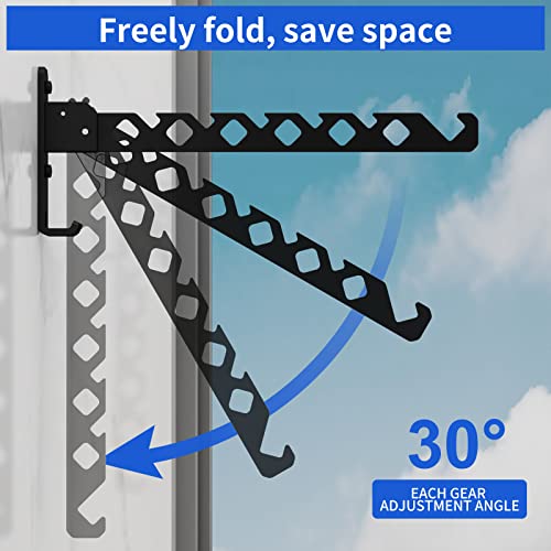 Wall Mounted Clothes Drying Rack, Wall Clothes Hanger Foldable, Laundry Hanger Hook for Bathroom, Wall Clothes Rack Indoor, Perfect for Small Spaces, Matte Black - color: Black