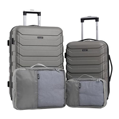 Wrangler 4 Piece Miami Luggage and Packing Cubes Set, Desert Taupe - color: Desert Taupe, size: 4 Piece Set