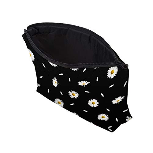 Cute Travel Makeup Bag Cosmetic Bag Small Pouch Gift for Women (Daisy Black) - color: Daisy Black
