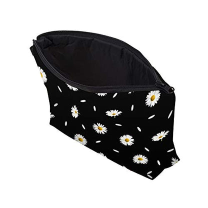 Cute Travel Makeup Bag Cosmetic Bag Small Pouch Gift for Women (Daisy Black) - color: Daisy Black