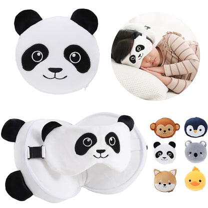 ecoZen Lifestyle Travel Neck Pillow with Eye Mask - Kids Travel Pillow for Sleeping - Toddler Travel Essential and Travel Accessories, Road Trip and Airplane Travel Essentials - color: Panda