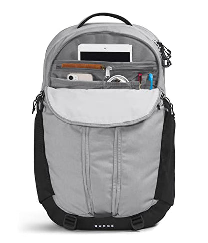 THE NORTH FACE Surge Commuter Laptop Backpack | Daypack With Water Repellent Finish, 16" Laptop Sleeve, Reflective Details - color: Meld Grey Dark Heather/Tnf Black, size: One Size