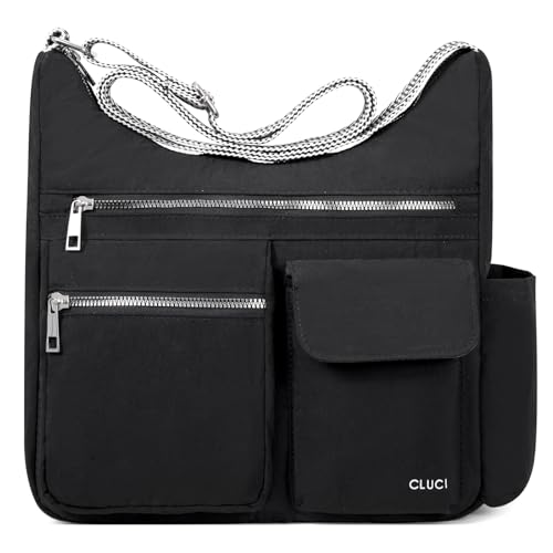 CLUCI Purses for Women, Anti Theft Crossbody Bags for Woman Travel, Water-Resistant Nylon Shoulder Handbags-Multiple Pockets - color: A2-black
