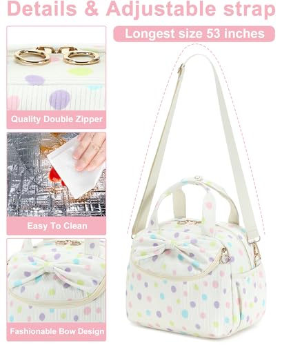 Bluboon Lunch Box for Women, Large Insulated Lunch Bag with Shoulder Strap, Adult Lunch Tote Teacher Nurse, Bow Lunch Cooler Gifts for Work Picnic Travel, Black (Rainbow Dots) - color: Rainbow Dots