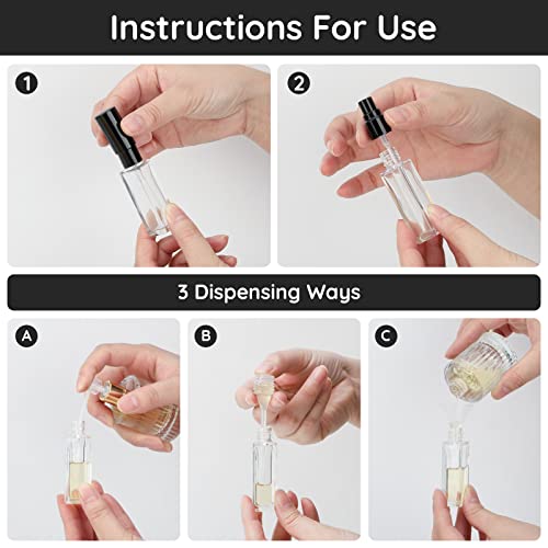 Segbeauty Mini Perfume Spray Bottles, 5 Set of 10ML Clear Glass Travel Perfume Atomizer Refillable, Empty Tiny Sprayer Fragrance Scent Sample Spray Containers Cosmetics Essential Oil Dispensing Bottle - color: Clear-black, style: Mini Bottles