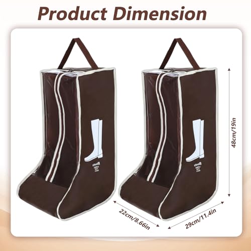2 Pack Boot Storage Bag, Tall Boots Storage/Protector Bag, Portable Dust Proof Boot Bags for Cowboy Boots, Shoe Cover Protector Carry Bags with Handle for Organizer Packing Travel and Daily Use