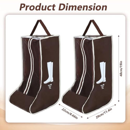 2 Pack Boot Storage Bag, Tall Boots Storage/Protector Bag, Portable Dust Proof Boot Bags for Cowboy Boots, Shoe Cover Protector Carry Bags with Handle for Organizer Packing Travel and Daily Use
