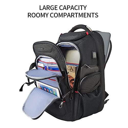 KROSER Travel Laptop Backpack 17.3 Inch XL Computer Backpack with Hard Shell Saferoom RFID Pockets Water-Repellent Business College Daypack Stylish Bag for Men/Women-Black - color: Black-17.3, size: 17.3 inch