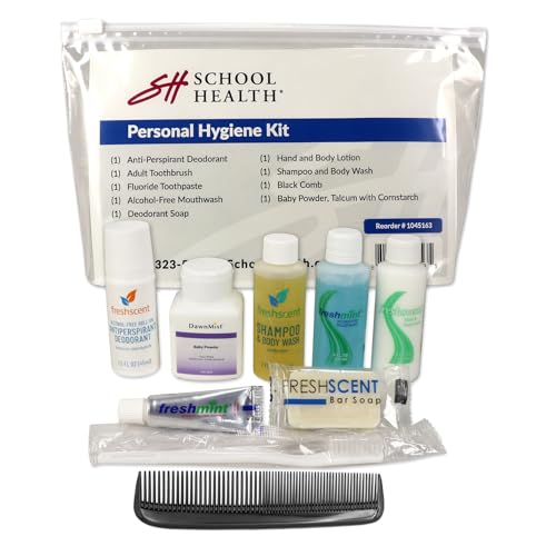 School Health - Personal Hygiene Kit, Compact and Portable, Toiletry Kit For Daycares and Schools, Convience Kits for Men, Women and Kids