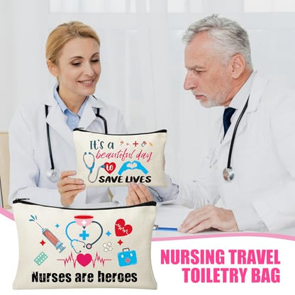 30 Set Nursing Cosmetic Makeup Bag Nurse Survival Kit Nurse Appreciation Gifts for Women Pouch Nurse Gift Funny Travel Toiletry Bag with Thank You Nurse Card for Nurses Practitioner Thank You Gift - style: Nursing