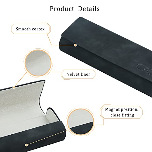 LifeArt Eyeglass Case Hard Shell, Portable Sunglass Case for Women and Men, fashionable PU Leather Eyeglass Case, Lightweight - color: 641_ybr(black)